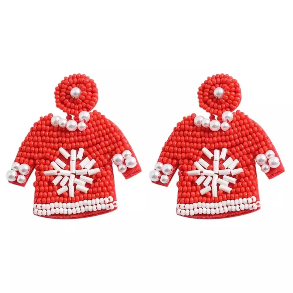 Reed ugly sweater seed bead earrings